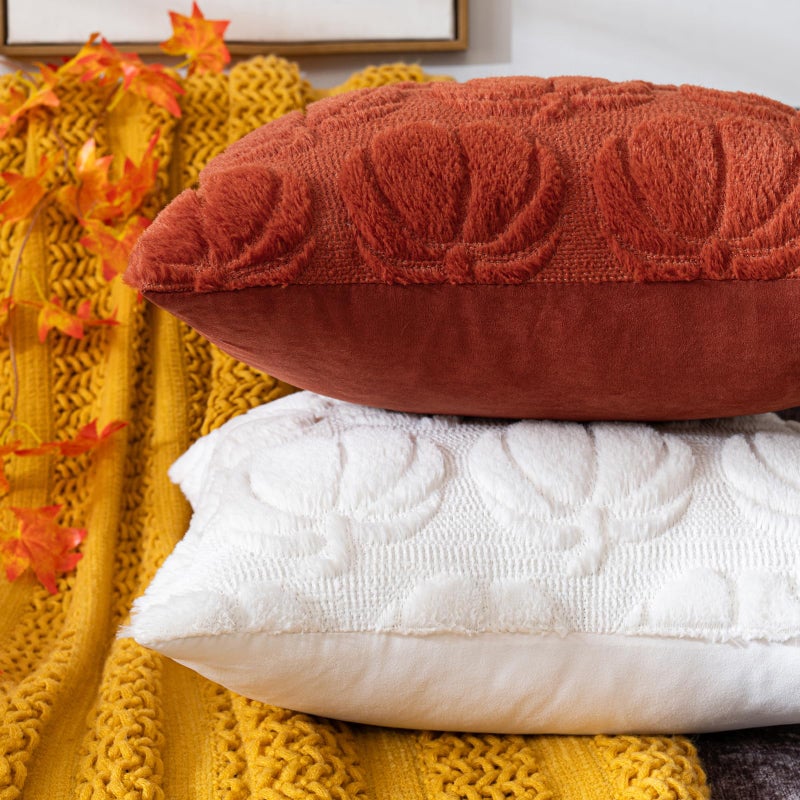 COSIBONO Pumpkin Fall Decorative Throw Pillow Covers 18""x18""  Set of 2 Caramel Soft Faux Fur Pillow Covers for Autumn Harvest  Fluffy Plush Accent Pillow Cases for Farmhouse Halloween Decor - Image 2